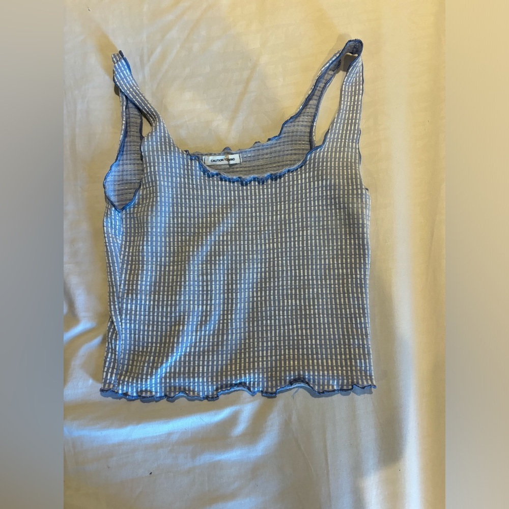 Blue and White Women's Top
